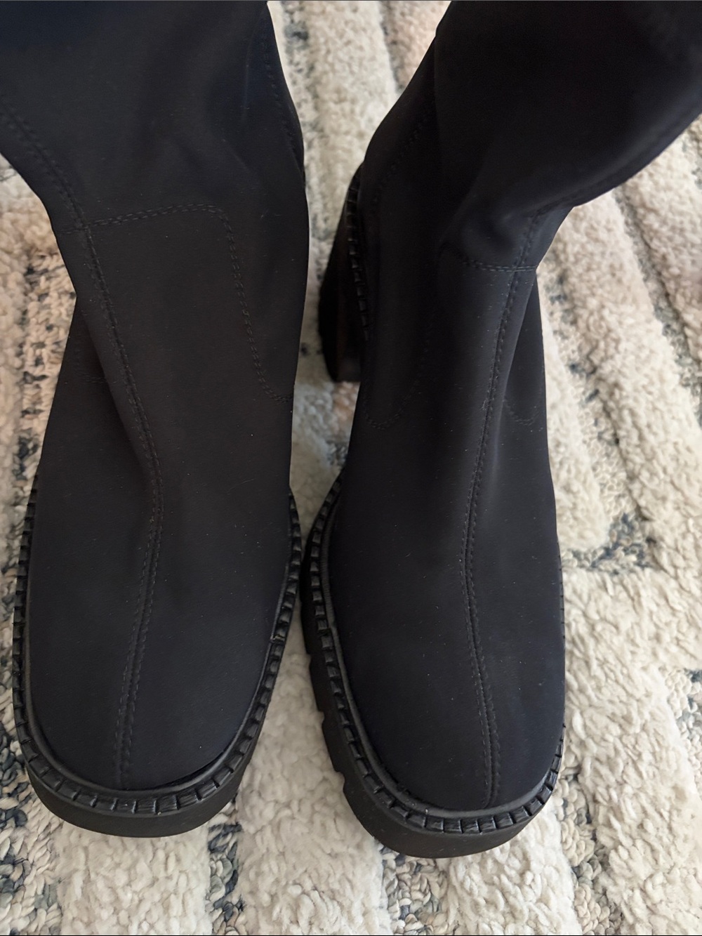 Pedro Garcia Black Chunky Heel Sock Combat Zilia Platform Boots - Picture 3 of 5